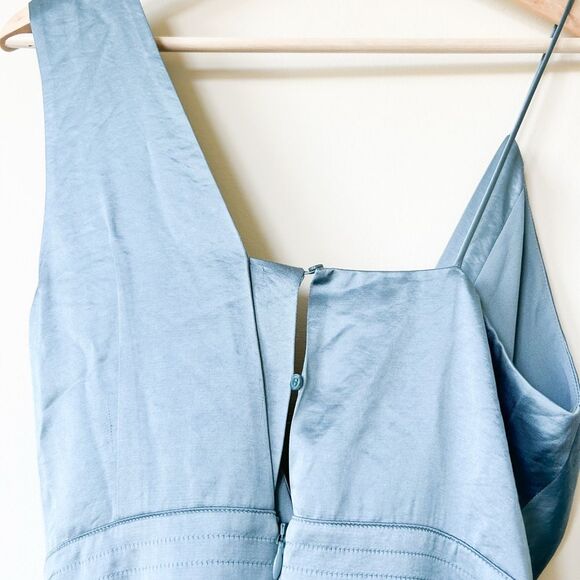 REISS Charlie Satin Twist-Front Midi Dress - Picture 8 of 10